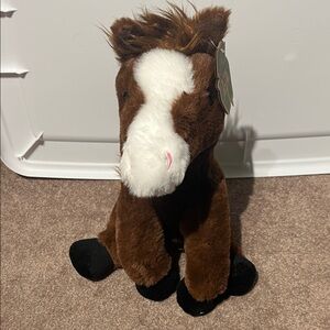 Brown and White Plush Horse Toy